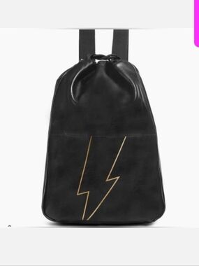 CAROLINA HERRERA Bad BOY Leather Drawstring Backpack with Gold Lightning Bolt